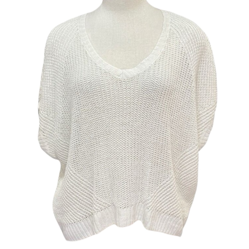 POLO RL 100% Linen Knit Mesh Oversized Dolman Sleeve Sweater in White Size Small - Picture 2 of 10